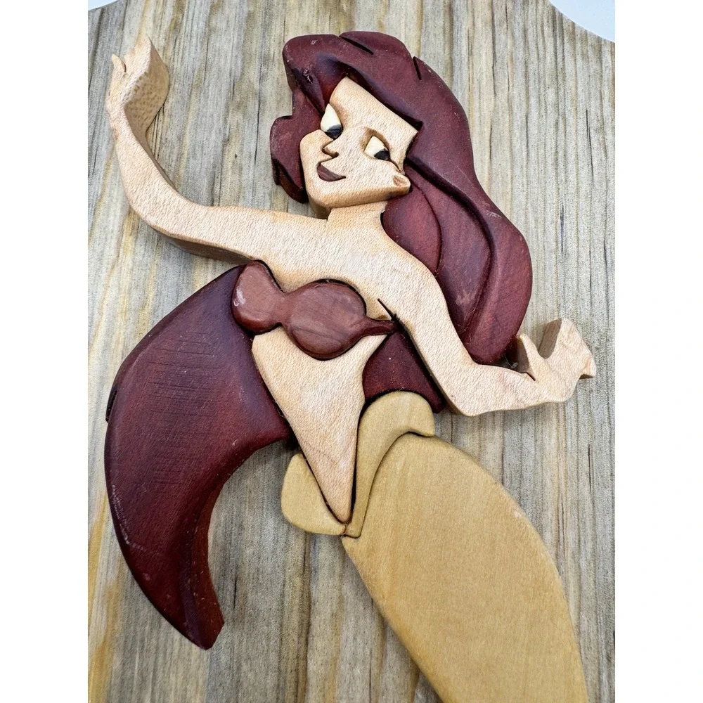 Wood‎ Mermaid Wall Hanging Plaque Hand Carved Nautical Beach Coastal Decor